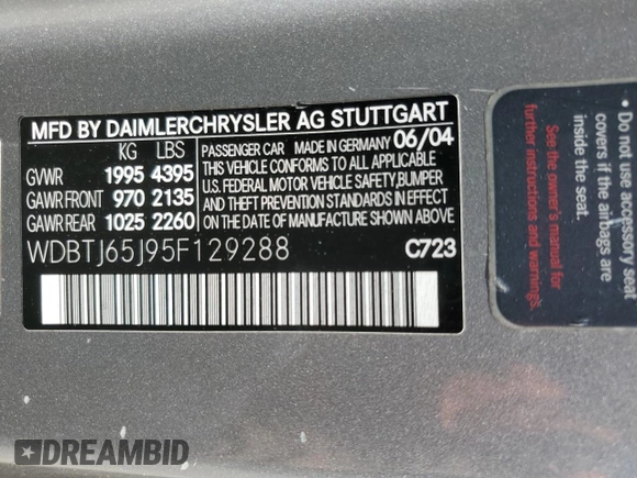 2005 Mercedes-Benz CLK 320 z VIN WDBTJ65J95F129288, wystawiony jako Copart lot #52433525 z przebiegiem 133 344 mil mil oraz Szkoda całkowita • Salvage title. Historia ofert i sprzedaży dostępna na DreamBid. Obrazek 12.