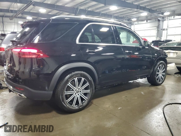 2025 Mercedes-Benz GLE 450 with VIN 4JGFB5KBXSB385683, listed as a Copart auction lot 53837845 with 1,377 mi miles and Salvage title. Bid and sale history available at DreamBid. Image 3.