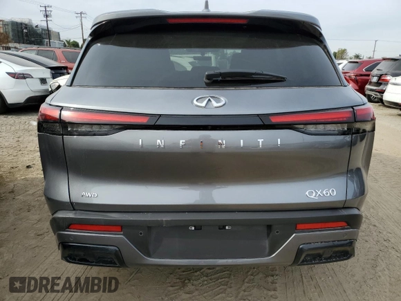 2024 Infiniti QX60 Pure with VIN 5N1DL1ESXRC345410, listed as a Copart auction lot 46546305 with 3,754 mi miles and Salvage title. Bid and sale history available at DreamBid. Image 6.