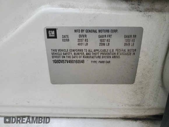 2009 Cadillac CTS RWD z VIN 1G6DV57V490160948, wystawiony jako Copart lot #83825094 z przebiegiem 184 368 mil mil oraz Szkoda całkowita • Salvage title. Historia ofert i sprzedaży dostępna na DreamBid. Obrazek 14.