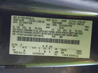 2015 Ford Escape Titanium with VIN 1FMCU0J92FUB74972, listed as a IAAI auction lot 41164519 with 228,785 mi miles and . Bid and sale history available at DreamBid. Image 9.