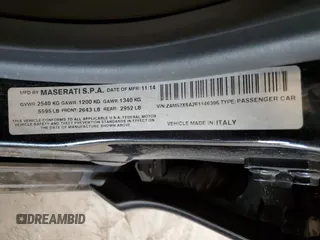 2015 Maserati Ghibli z VIN ZAM57XSA2F1146396, wystawiony jako Copart lot #56568585 z przebiegiem 85 556 mil mil oraz Szkoda całkowita • Salvage title. Historia ofert i sprzedaży dostępna na DreamBid. Obrazek 12.