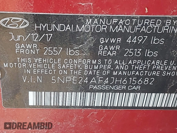 2018 Hyundai Sonata SE z VIN 5NPE24AF4JH615682, wystawiony jako IAAI lot #41888584 z przebiegiem 68 123 mil mil oraz . Historia ofert i sprzedaży dostępna na DreamBid. Obrazek 9.
