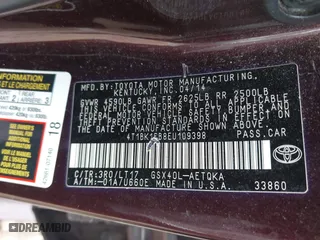 2014 Toyota Avalon Limited with VIN 4T1BK1EB8EU109398, listed as a IAAI auction lot 41843832 with 138,405 mi miles. Bid and sale history available at carsss.com. Image 9.