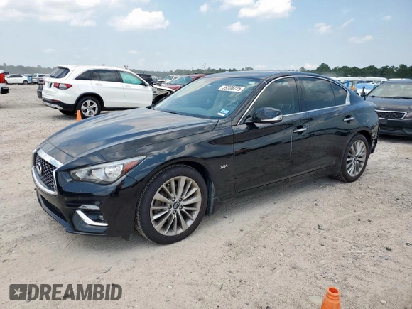 2020 Infiniti Q50 Luxe with VIN JN1EV7AR1LM250957, listed as a Copart auction lot 59308225 with 51,606 mi miles and Salvage title. Bid and sale history available at DreamBid. Image 1.