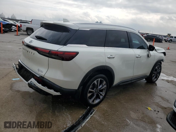 2023 Infiniti QX60 Luxe z VIN 5N1DL1FR4PC353091, wystawiony jako Copart lot #82034444 z przebiegiem Nie podano mil oraz Szkoda całkowita • Salvage title. Historia ofert i sprzedaży dostępna na DreamBid. Obrazek 3.