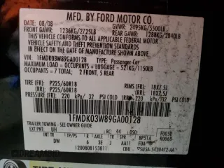 2009 Ford Taurus X Limited z VIN 1FMDK03W89GA00128, wystawiony jako Copart lot #87247904 z przebiegiem 188 844 mil mil oraz Szkoda całkowita • Salvage title. Historia ofert i sprzedaży dostępna na DreamBid. Obrazek 14.