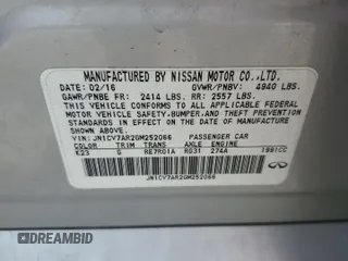 2016 Infiniti Q50 Premium with VIN JN1CV7AR2GM252066, listed as a Copart auction lot 53565405 with 163,870 mi miles and Salvage Title. Bid and sale history available at DreamBid. Image 12.