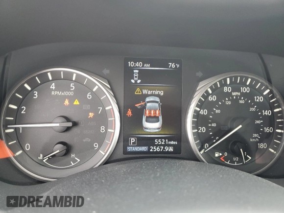 2024 Infiniti Q50 Red Sport 400 with VIN JN1FV7DP0RM660155, listed as a Copart auction lot 44143915 with 5,521 mi miles and Salvage Title. Bid and sale history available at DreamBid. Image 9.