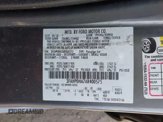 2010 Ford Fusion SE with VIN 3FAHP0HA7AR400575, listed as a IAAI auction lot 42622292 with 137,032 mi miles and . Bid and sale history available at DreamBid. Image 9.