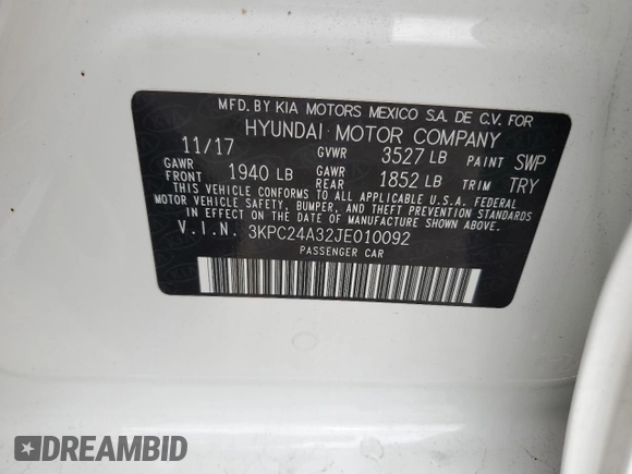 2018 Hyundai Accent SEL with VIN 3KPC24A32JE010092, listed as a Copart auction lot 81588234 with 89,846 mi miles and Salvage Title. Bid and sale history available at carsss.com. Image 12.