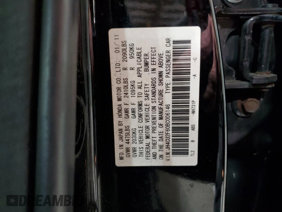 2011 Acura TSX z VIN JH4CU2F60BC006146, wystawiony jako Copart lot #59874515 z przebiegiem 227 673 mil mil oraz Szkoda całkowita • Salvage title. Historia ofert i sprzedaży dostępna na DreamBid. Obrazek 13.