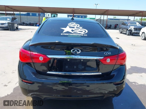 2015 Infiniti Q50 Premium with VIN JN1BV7AP9FM355526, listed as a IAAI auction lot 42010401 with 67,131 mi miles. Bid and sale history available at carsss.com. Image 17.