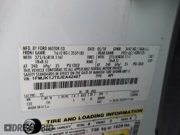 2018 Ford Expedition Max XLT z VIN 1FMJK1JT0JEA42407, wystawiony jako Copart lot #81817534 z przebiegiem 116 365 mil mil oraz Szkoda całkowita • Salvage title. Historia ofert i sprzedaży dostępna na DreamBid. Obrazek 13.