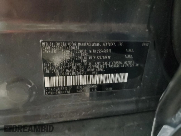 2021 Toyota RAV4 Hybrid LE with VIN 4T3B6RFV8MU009416, listed as a Copart auction lot 45218725 with 132,840 mi miles and Salvage Title. Bid and sale history available at carsss.com. Image 15.