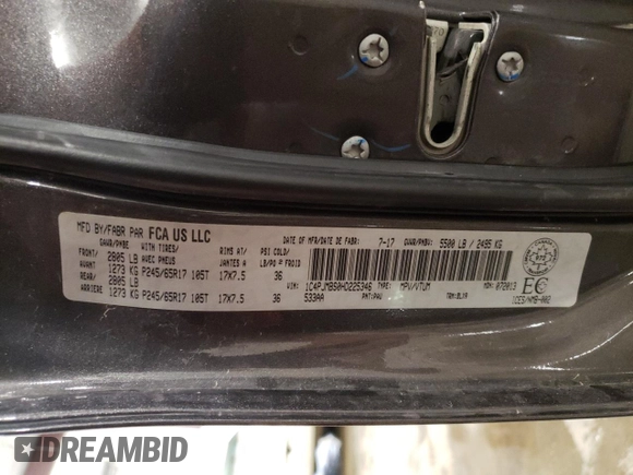 2017 Jeep Cherokee Trailhawk L Plus with VIN 1C4PJMBS0HD225346, listed as a Copart auction lot 85757134 with 81,810 mi miles and Salvage Title. Bid and sale history available at carsss.com. Image 13.