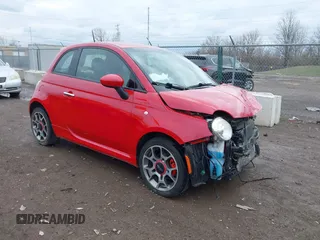 2015 FIAT 500 Sport with VIN 3C3CFFBR7FT707154, listed as a IAAI auction lot 41836730 with 77,675 mi miles. Bid and sale history available at carsss.com. Image 1.