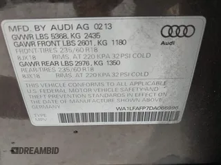 2013 Audi Q5 Premium Plus с VIN WA1LFAFP7DA066996, выставлен на аукционе IAAI как лот 41836209 с пробегом 102 257 миль миль и . История ставок и продаж доступна на DreamBid. Изображение 9.