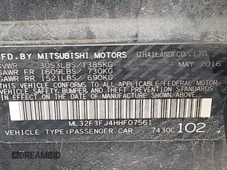 2017 Mitsubishi Mirage ES with VIN ML32F3FJ4HHF07561, listed as a IAAI auction lot 42409196 with 143,685 mi miles and . Bid and sale history available at DreamBid. Image 9.