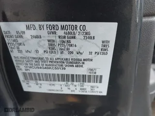 2009 Ford Escape Limited with VIN 1FMCU94G49KC50139, listed as a IAAI auction lot 41748414 with 176,919 mi miles. Bid and sale history available at carsss.com. Image 9.
