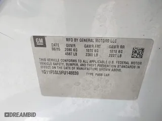 2015 Chevrolet Malibu LTZ with VIN 1G11F5SL5FU148839, listed as a IAAI auction lot 41692961 with 282,375 mi miles. Bid and sale history available at carsss.com. Image 9.