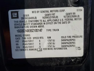 2005 Chevrolet Silverado 1500 Work Truck z VIN 1GCEC14X95Z105147, wystawiony jako Copart lot #45899345 z przebiegiem 121 210 mil mil oraz Szkoda całkowita • Salvage title. Historia ofert i sprzedaży dostępna na DreamBid. Obrazek 12.