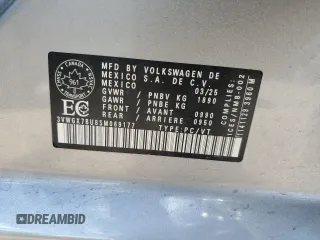 2025 Volkswagen Jetta SEL с VIN 3VWGX7BU8SM069177, выставлен на аукционе Copart как лот 62749625 с пробегом 5 587 миль миль и Списание • Salvage title. История ставок и продаж доступна на DreamBid. Изображение 12.