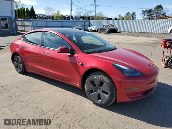2023 Tesla Model 3 with VIN 5YJ3E1EAXPF598079, listed as a Copart auction lot 55199405 with Not provided miles and Salvage title. Bid and sale history available at DreamBid. Image 4.