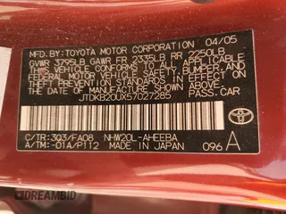 2005 Toyota Prius with VIN JTDKB20UX57027285, listed as a Copart auction lot 54094595 with 245,290 mi miles and Clean Title. Bid and sale history available at carsss.com. Image 12.