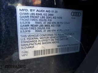 2020 Audi Q7 Premium with VIN WA1AXAF73LD003895, listed as a Copart auction lot 82873634 with 86,288 mi miles and Clean Title. Bid and sale history available at carsss.com. Image 13.