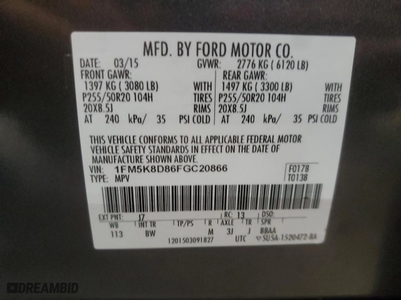 2015 Ford Explorer XLT with VIN 1FM5K8D86FGC20866, listed as a Copart auction lot 51449755 with 197,480 mi miles and Clean Title. Bid and sale history available at carsss.com. Image 13.