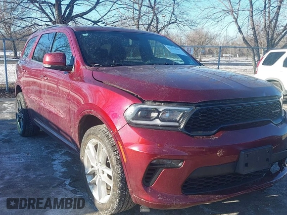 2021 Dodge Durango GT Plus with VIN 1C4RDJDG9MC751224, listed as a IAAI auction lot 41415688 with 54,598 mi miles and . Bid and sale history available at DreamBid. Image 1.