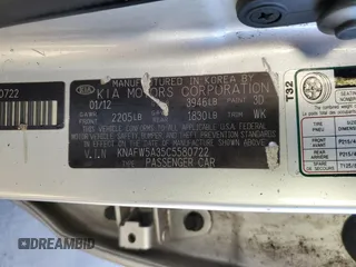 2012 Kia Forte SX с VIN KNAFW5A35C5580722, выставлен на аукционе Copart как лот 44570615 с пробегом Не указан миль и Списание • Salvage title. История ставок и продаж доступна на DreamBid. Изображение 13.