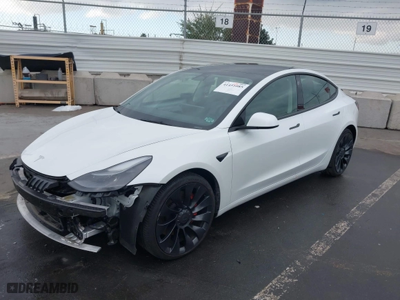 2022 Tesla Model 3 Performance with VIN 5YJ3E1EC0NF293544, listed as a IAAI auction lot 41451085 with 22,428 mi miles. Bid and sale history available at carsss.com. Image 21.