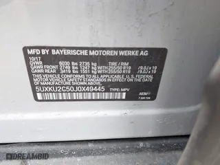 2018 BMW X6 xDrive35i with VIN 5UXKU2C50J0X49445, listed as a IAAI auction lot 41449077 with 130,912 mi miles. Bid and sale history available at carsss.com. Image 9.
