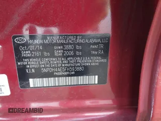 2015 Hyundai Elantra SE z VIN 5NPDH4AE5FH593880, wystawiony jako IAAI lot #41308413 z przebiegiem 148 719 mil mil oraz . Historia ofert i sprzedaży dostępna na DreamBid. Obrazek 9.