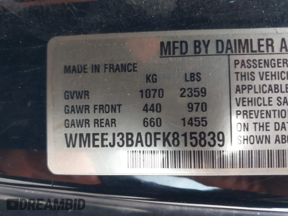 2015 Smart fortwo Passion z VIN WMEEJ3BA0FK815839, wystawiony jako IAAI lot #41443496 z przebiegiem 75 574 mil mil oraz . Historia ofert i sprzedaży dostępna na DreamBid. Obrazek 9.