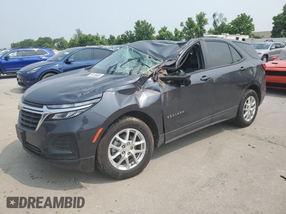 2022 Chevrolet Equinox LS with VIN 3GNAXSEV9NS163074, listed as a Copart auction lot 59189665 with 65,406 mi miles and Salvage title. Bid and sale history available at DreamBid. Image 1.