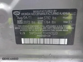 2012 Hyundai Elantra GLS with VIN 5NPDH4AE7CH093523, listed as a IAAI auction lot 41559497 with 184,662 mi miles. Bid and sale history available at carsss.com. Image 9.