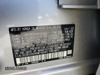 2023 Honda HR-V LX with VIN 3CZRZ2H34PM749084, listed as a Copart auction lot 62288875 with 14,863 mi miles and Salvage title. Bid and sale history available at DreamBid. Image 13.
