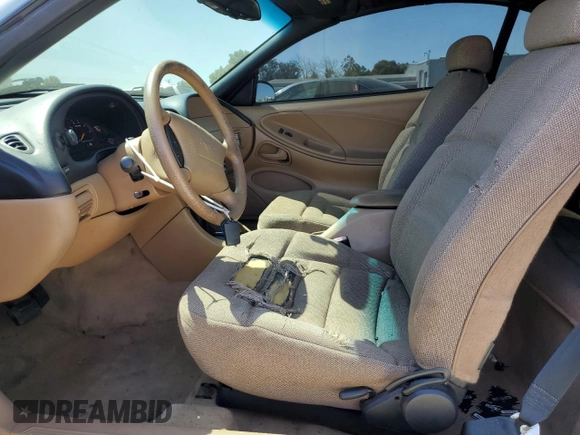 1998 Ford Mustang with VIN 1FAFP4447WF156297, listed as a Copart auction lot 60757265 with 61,296 mi miles and Salvage title. Bid and sale history available at DreamBid. Image 7.