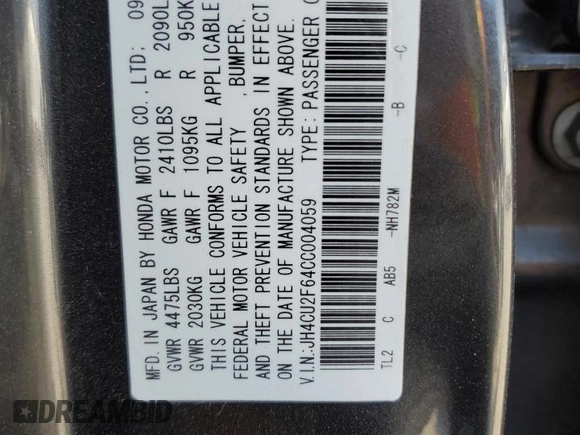 2012 Acura TSX Tech Pkg with VIN JH4CU2F64CC004059, listed as a Copart auction lot 54226435 with 142,727 mi miles and Salvage Title. Bid and sale history available at carsss.com. Image 13.