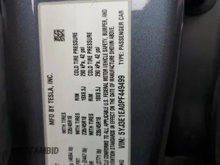 2023 Tesla Model 3 with VIN 5YJ3E1EA0PF449499, listed as a Copart auction lot 52900515 with 42,706 mi miles and Non Repairable. Bid and sale history available at DreamBid. Image 12.