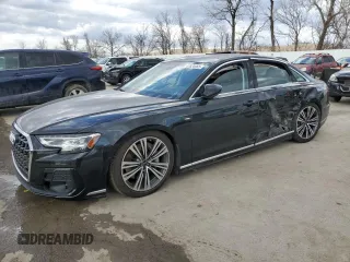 2023 Audi A8 with VIN WAULDAF88PN010368, listed as a Copart auction lot 47824965 with 8,058 mi miles and Salvage Title. Bid and sale history available at carsss.com. Image 1.