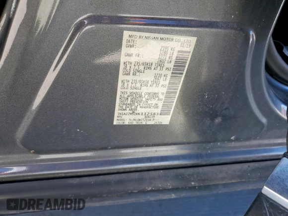 2019 Nissan Murano SL with VIN 5N1AZ2MS1KN112583, listed as a Copart auction lot 44402475 with 57,230 mi miles and Salvage Title. Bid and sale history available at DreamBid. Image 13.