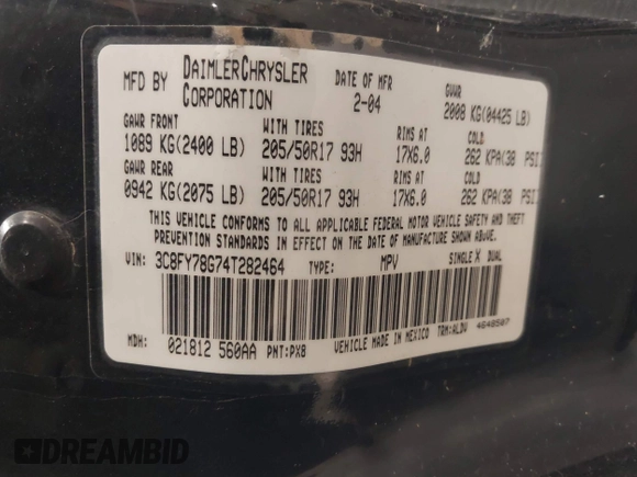 2004 Chrysler PT Cruiser GT с VIN 3C8FY78G74T282464, выставлен на аукционе IAAI как лот 42083662 с пробегом 98 532 миль миль и . История ставок и продаж доступна на DreamBid. Изображение 9.
