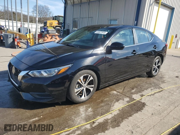 2021 Nissan Sentra SV with VIN 3N1AB8CV5MY247579, listed as a Copart auction lot 49527915 with 77,715 mi miles and Salvage Title. Bid and sale history available at DreamBid. Image 1.