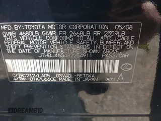 2008 Lexus ES 330 с VIN JTHBJ46G482254911, выставлен на аукционе IAAI как лот 42475074 с пробегом 70 612 миль миль и . История ставок и продаж доступна на DreamBid. Изображение 9.