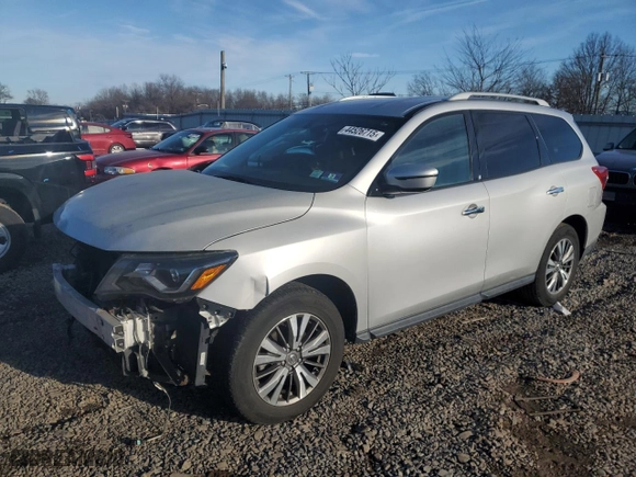 2017 Nissan Pathfinder SV with VIN 5N1DR2MN9HC664487, listed as a Copart auction lot 44526715 with 0 mi miles and Salvage Title. Bid and sale history available at carsss.com. Image 1.