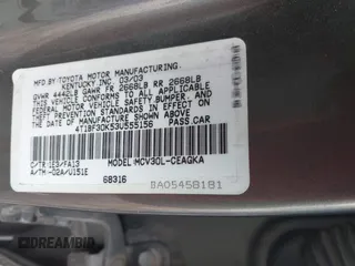 2003 Toyota Camry LE z VIN 4T1BF30K53U555156, wystawiony jako IAAI lot #42144121 z przebiegiem 300 328 mil mil oraz . Historia ofert i sprzedaży dostępna na DreamBid. Obrazek 9.